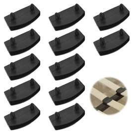 12PCS Plastic Bed Slat Caps,Black Bed Slats Holders Replacement,Side and Center Bed Slats Bracket Bed Accessories,Bed Slats Cover,End Caps Holders for Single,Double and King Size Beds (55mm x 9mm)