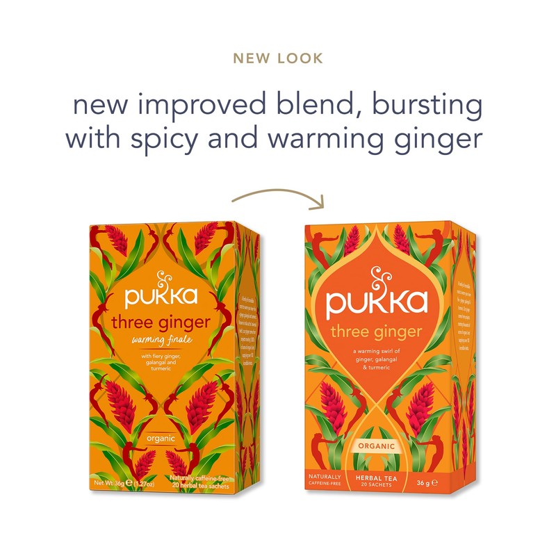 Pukka Three Ginger Organic Herbal Tea, Digestion-Aiding Infusion With Ginger,