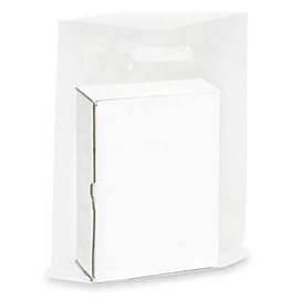 NEW - Extra Thick 1.5mil - 50 Glossy Merchandise Bags, Retail Shopping Bags, 12" X 15" with Die Cut Reinforced 3" Fold Over Handle, No Gusset (Clear)