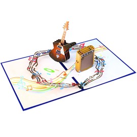yaartz 3D Guitar Pop Up Card for Men Husband Father Grandfather Son Brother Neighbor, Card with Envelope and Blank Note Tag for Birthday Anniversary Retirement Vacation Promotion Thank You Invitation