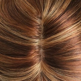 AIRAO Injected Thin Skin PU Base Silk Top Base Partition Size 15cm*16cm Women Human Hair Topper (12 Inch, 4# Highlight 27#)