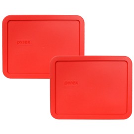 Pyrex 7211-PC Red 6 Cup Rectangular Plastic Lid (2, Red)