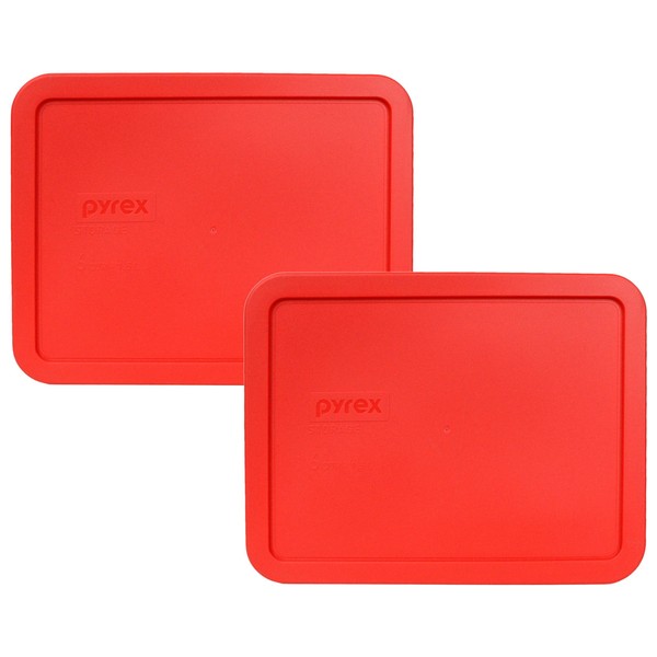 Pyrex 7211-PC Red 6 Cup Rectangular Plastic Lid (2, Red)