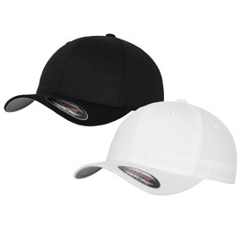 HLKauf Flexfit Unisex Woolly Combed Cap, Baseball Cap, Grey Underside, S, M, L, XL, XXL, Pack of 2