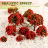 Yetaha 10pcs Model Trees Red Flower Train Trees Model Train