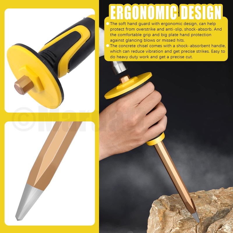 Mardatt 5Pcs Heavy Duty Masonry Chisel Set with Hand Guard