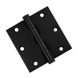 Door Hinges 3.5 x 3.5 Solid Brass Ball Bearing Matte Black with Flat Tips Set of 3