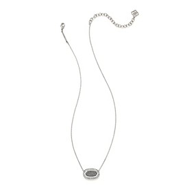 Kendra Scott Baguette Elisa Pendant Rhodium Platinum Drusy One Size