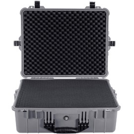 BLACKHAWK! 24 Inch Large Waterproof Hard Camera Case For Binoculars, Optics, Equipment, Shock Proof, and TSA Ready (Gray)