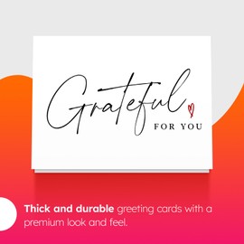 Grateful For You, Thank You Love Greeting Cards and Envelopes for Wedding, Valentine’s, Bridal Shower, Anniversary and All Occasions - Nice Thick Cardstock, Blank Inside | 4.25 x 5.5" | 25 per Pack