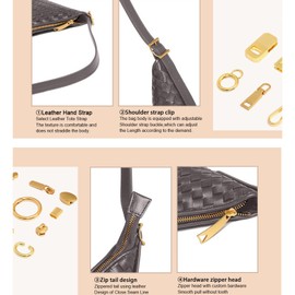 Shoulder Handbags Shoulder Bag for Women Totes Woven Vegan Leather Bag Hand Bag Working Lightweight Bags With Zipper (Coffee)