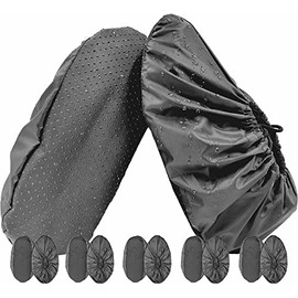 5 Pairs Waterproof Anti slip Washable Reusable Boots Cover Indoor Shoe covers (Large Black)