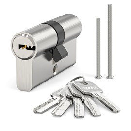 MANICAF Profile Cylinder Lock Cylinder 30/30 Euro Cylinder Lock Cylinder Lock Brass Zinc Alloy Door Drum Lock with 5 Keys