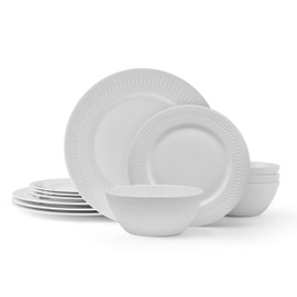 Mikasa Levi Bone China Lightweight Chip Resistant 12 Piece Dinnerware Set, Service for 4