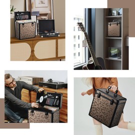 Vinyl Record Storage Case LP Album Collection Display Box Aluminium Water Resistant Vinyl Record Organizer Storage Holds 30+ Valuable Records 7/10/12 Inch Collapsible Storage Crate with Mesh Bag Brown