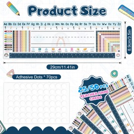 Boho Desk Name Tags for Classroom 25 Student Name Plates with Alphabet Multiplication Chart Fractions,Teacher Name Plates for Classroom Kindergarten,Preschool,1st to 5rd Grade