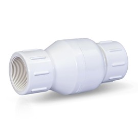 Midline Valve 4I2U112 PVC Inline Check Valve for Backflow Prevention 1-1/2'' FIP White Plastic