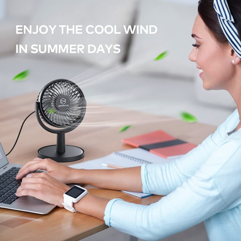 Mini Desk Fan, USB Powered Desktop Fan with 4 Speeds,