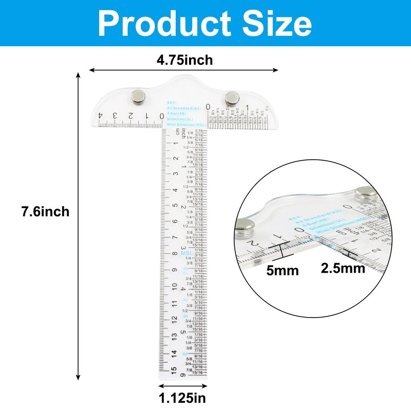 Murtenze 2 Pack Acrylic Clear T-Square Ruler, 6" Transparent T