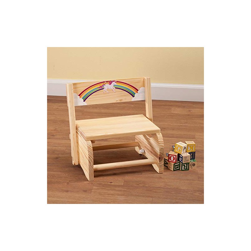 Fox Valley Traders 2-in-1 Children's Step Stool and Chair, Unicorn