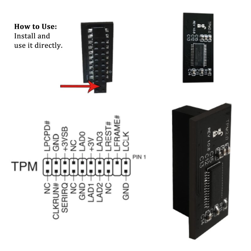TPM 2.0 Module, Professional LPC Interface 20Pin Remote Card Encryption