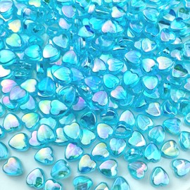 LIMAOLLY 400 PCS Acrylic Heart Shape Beads AB Colors Heart Pony Beads Plastic Loose Spacer Beads for Jewelry Making DIY Bracelet Earring Necklace Key Chains(Aquamarine)