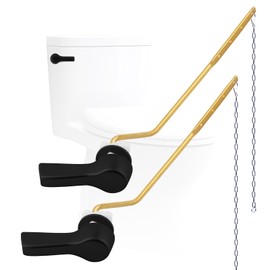 Hygie Rinse Toilet Handle, 2 Pack Universal, L Shaped, Lever Type, Brass, Stainless Steel, Matte Finish, Durable, Easy to Install, 2 Count