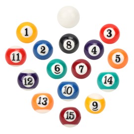 Ausla 25 mm pool balls set with 16 numbered balls and white ball made of environmentally friendly polyester resin for playrooms, bars and leisure sports.