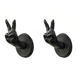 2Pcs Rustic Coat Hooks Wall Mounted, Heavy Duty Decorative Black Key Holder for Mudroom, Towels, Hat Rack, Purse - Cast Iron Antique Black