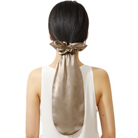 LilySilk Silk Hat for Sleeping Silk Scrunchies 2-in-1 100% Silk Hair Bobbles for Long Hair with Elastic Adjustable, coffee