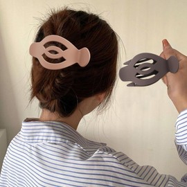 Atoden Flat Hair Clips Large Claw Clips for Thick Thin Hair 5'' French Concord Hair Clips 4Pcs Curved Lay Down Flat Back Hairclips Matte Jumbo Jaw Clips Neutral Big Hair Clamps Hair Accessories Women