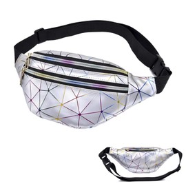 Bum Bag Metallic Waist Bag Fashionable, Silver (Updated Version), street trend