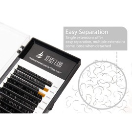 B curl 0.07mm Mixed Tray - Eyelash Extensions - 20 Rows Tray by Stacy Lash/Professional Black Semi-Permanent Individual Mink Lashes Supplies/Premium PBT Material/Classic and Volume Set