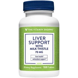 The Vitamin Shoppe Liver Support with Milk Thistle - 80% Silymarin Antioxidant | Hepatic Health & Detox | 100 Tablets | Liver Wellness