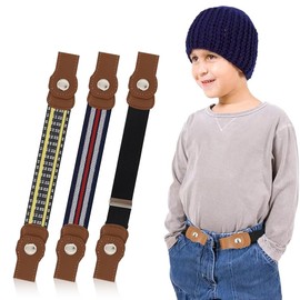 LoNinLoAn Pack of 3 Belt Without Buckle Elastic Stretch Belt Adjustable Stretch Belt Children's Belt Boy Buckless Belt Adjustable Buckle-Free Children's Belt for Jeans Dress, multi-coloured