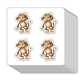 Monkey Stickers 1in for Scrapbooking, Arts, Craft, Kids DIY, Calendars Journals 80-Pack