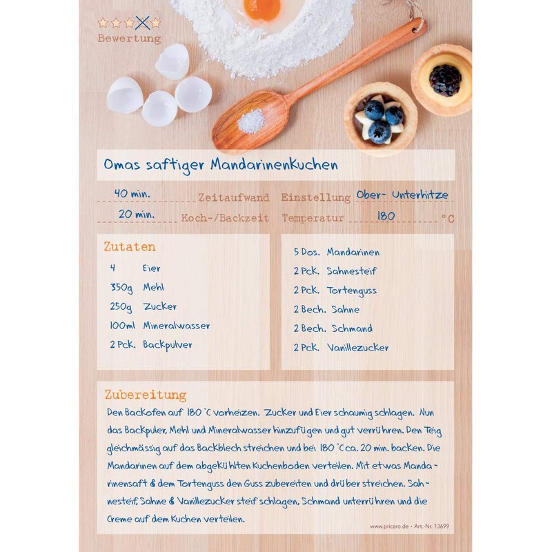 PRICARO Rezeptblock Backen, A5, 3 Stück