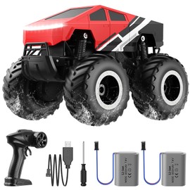 Cybertruck RC Car Kids Toys for Ages 6+, Remote Control Car Waterproof Monster Truck, Amphibious 4WD All Terrain Off-Road Pickup, 1:16 Scale, 2.4GHZ Vehicles, Boys Christmas Kids Birthday Gift / Red