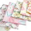 Qililandiy Pink Floral Cotton Fat Quarters Quilting Fabric, 7 Pieces,