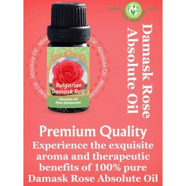 Flora Aromatics Bulgarian Damask Rose Absolute Oil, 100% Pure Therapeutic Grade Undiluted Nature
