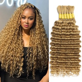 LEISWISS Human Braiding Hair 150g 14 Inch Human Braiding Hair for Boho Braids 12A No Weft Bulk Human Hair for Braiding Deep Wave Bulk Human Hair for Braiding 6 Bundles/Pack Chocolate Brown