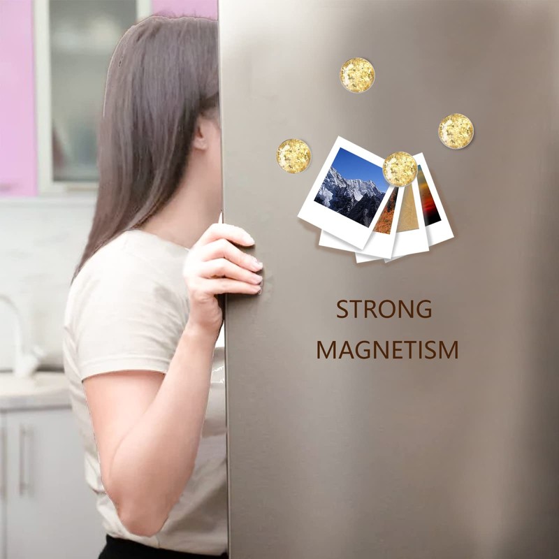 OQUYDEA Sparkling Glass Magnets - 12 Pcs Crystal Strong Fridge