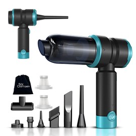 Handheld Car Vacuum Portable Cordless with 2000mAh Battery, 4 in 1 Handheld Vacuum Cleaner and Air Duster ,15000PA Portable Mini Hand Held Vacuum Rechargeable for Home, Car, Office, Pet Hair（Blue）