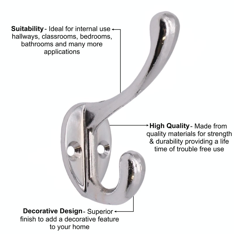 EAI Hat Coat & Robe Hook - Polished Chrome -