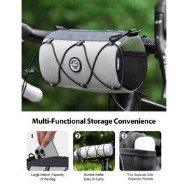 INBIKE Gravel Handlebar Bag Bike Handlebar Bag Frame Bag Bicycle Saddle Bag with Adjustable Shoulder Strap Accessories Waterproof Reflective for Road Bike MTB BMX Khaki
