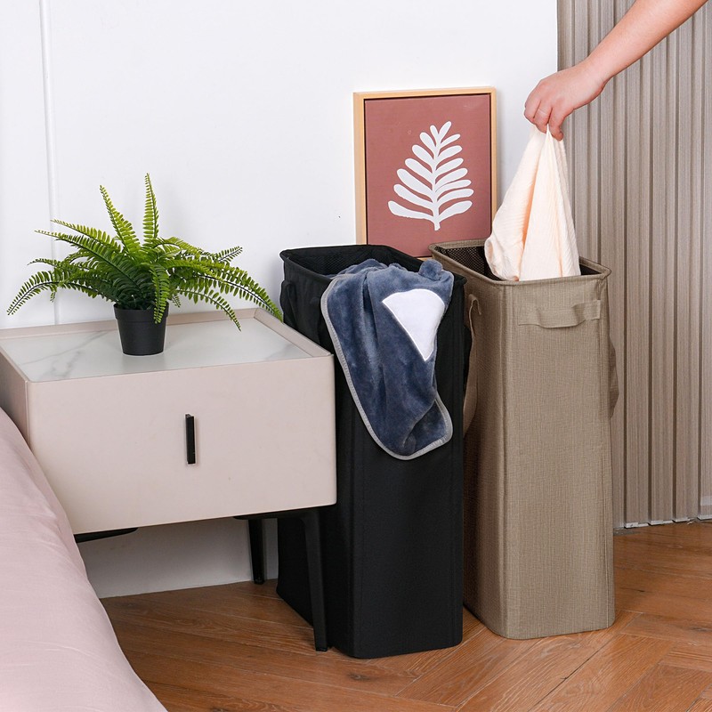 efluky Slim Laundry Basket, Narrow Laundry Hamper with Handles, Collapsible