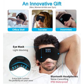 ZUXNZUX Bluetooth Sleep Mask 3D Eye Mask with Headphones Adjustable for Travel Siesta Yoga Side Sleeper Aeroplane Sleep Meditation Women Men - Black