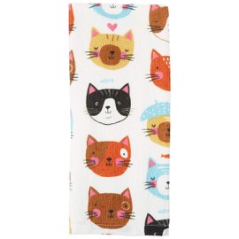 Kay Dee R3820 Designs Crazy Cat Terry Kitchen Towel, 16" x 26", Various, White, Multicolor