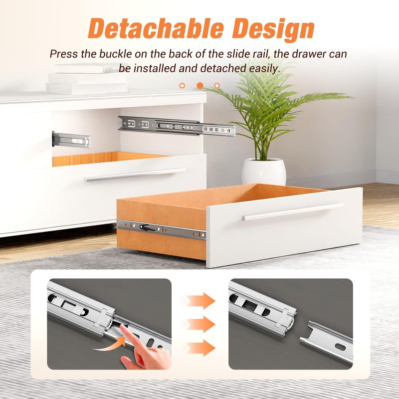 REGUDA Drawer Slides Ball Bearing 3 Folds Full Extension Side