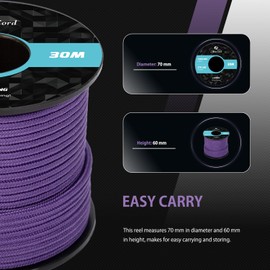 Abma Cord 2.4mm Paracord 275 30m Nylon Rope 4 Strands Tactical Parachute Cord - Max. 125kg (275lbs) - Purple